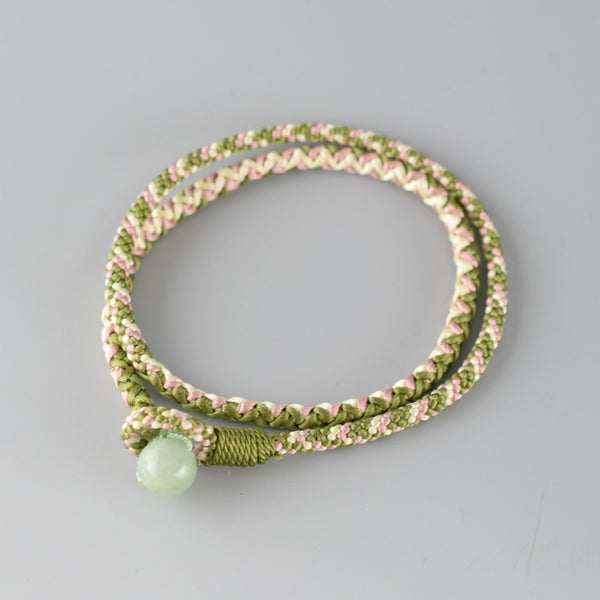 Tozaburo x Kyoto Asahiya kumihimo gemstone bracelet - Green