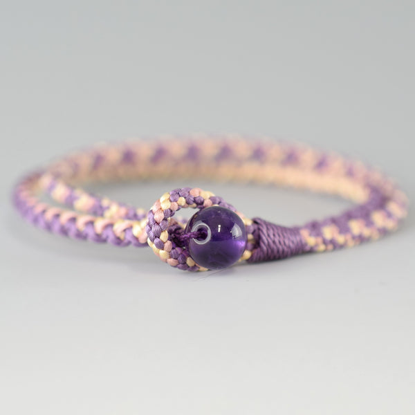 Tozaburo x Kyoto Asahiya kumihimo gemstone bracelet - Purple