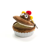 MYUUA × Okinado Tanuki Cake Plush Pouch — secondary view showing Okinado tanuki cake plush detail