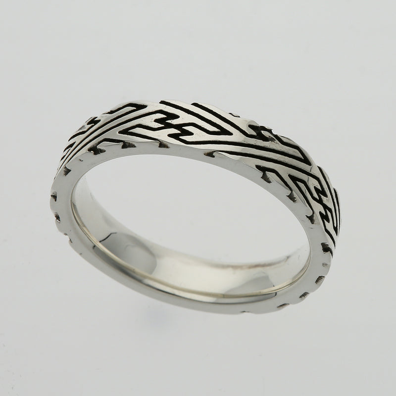 Silver Sayagata Pattern Ring
