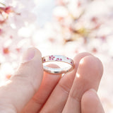 Silver Sakura Enamel Ring
