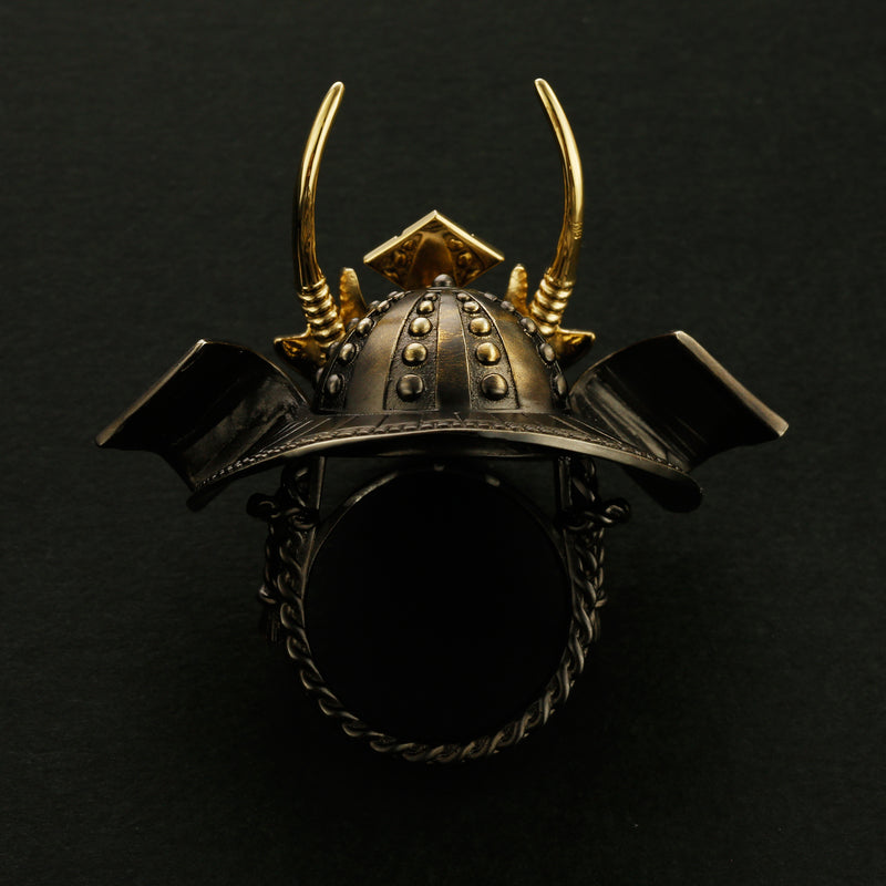 SAMURAI RING “Silver Samurai Kabuto Ring with 18k Gold Parts”