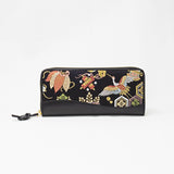 Silk & Cow Leather Long Wallet w/ Honeycell (Good Luck Charm)