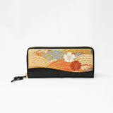Silk & Cow Leather Long Wallet w/ Honeycell (Sakura and Waves)