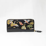 Silk & Cow Leather Long Wallet w/ Honeycell (Good Luck Charm)