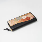 Silk & Cow Leather Long Wallet w/ Honeycell (Sakura and Waves)