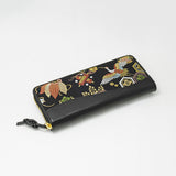 Silk & Cow Leather Long Wallet w/ Honeycell (Good Luck Charm)