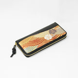 Silk & Cow Leather Long Wallet w/ Honeycell (Sakura and Waves)
