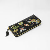 Silk & Cow Leather Long Wallet w/ Honeycell (Good Luck Charm)