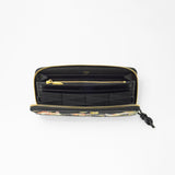 Silk & Cow Leather Long Wallet w/ Honeycell (Good Luck Charm)