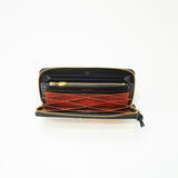 Silk & Cow Leather Long Wallet w/ Honeycell (Sakura and Waves)