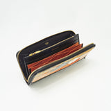 Silk & Cow Leather Long Wallet w/ Honeycell (Sakura and Waves)