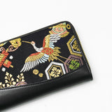 Silk & Cow Leather Long Wallet w/ Honeycell (Good Luck Charm)