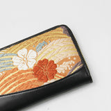 Silk & Cow Leather Long Wallet w/ Honeycell (Sakura and Waves)