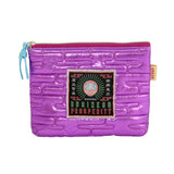 MYUUA Daruma Quilt Pouch in Purple — main product view featuring Daruma figure on metallic quilt