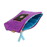 MYUUA Daruma Quilt Pouch — close-up of Daruma figure on metallic quilt embroidery