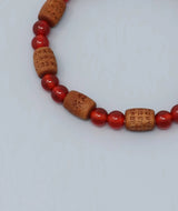 Sandalwood Heart-Sutra Juzu Bracelet with Agate Accent