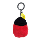 MYUUA DJ Daruma Plush Keychain — close-up of DJ Daruma plush embroidery