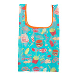 MYUUA ECOCORO Burger Eco Bag in Sky Blue — secondary view showing Burger fast-food print detail
