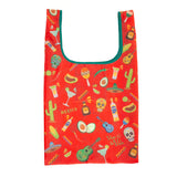 MYUUA ECOCORO Calavera Eco Bag in Red — secondary view showing Calavera (Mexican sugar skull) print detail