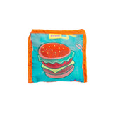 MYUUA ECOCORO Burger Eco Bag — close-up of Burger fast-food print embroidery