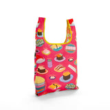MYUUA ECOCORO Kaiten-zushi Eco Bag in Red — main product view featuring Kaiten-zushi (conveyor-belt sushi) print
