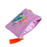 MYUUA Mt. Fuji Embroidered Tissue Pouch — close-up of Mt. Fuji with cranes and pine embroidery