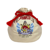MYUUA Ebisu God of Fortune Drawstring Pouch in Gold — main product view featuring Ebisu, Japanese god of fortune