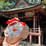 MYUUA Ebisu God of Fortune Drawstring Pouch — alternate angle showing Ebisu, Japanese god of fortune