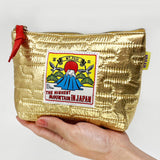 MYUUA Mt. Fuji Quilt Pouch in Gold — main product view featuring Mt. Fuji on metallic quilt