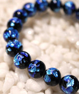 Blue Ryukyu Hotaru-Glass Juzu Bracelet — 10mm Straight
