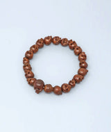 Boxwood Skull-Carved Juzu Bead Bracelet