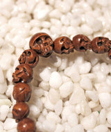 Boxwood Skull-Carved Juzu Bead Bracelet