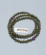 108-Bead Lignum Vitae Tree of Life Juzu with Amethyst — 7mm