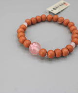 Sakura Cherrywood Juzu Bracelet with Rose Quartz Blossom — 7mm