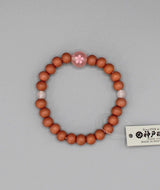 Sakura Cherrywood Juzu Bracelet with Rose Quartz Blossom — 7mm