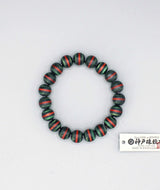 Striped Wood Juzu Bracelet — Black, Red & Green 10mm