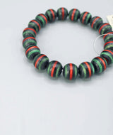 Striped Wood Juzu Bracelet — Black, Red & Green 10mm