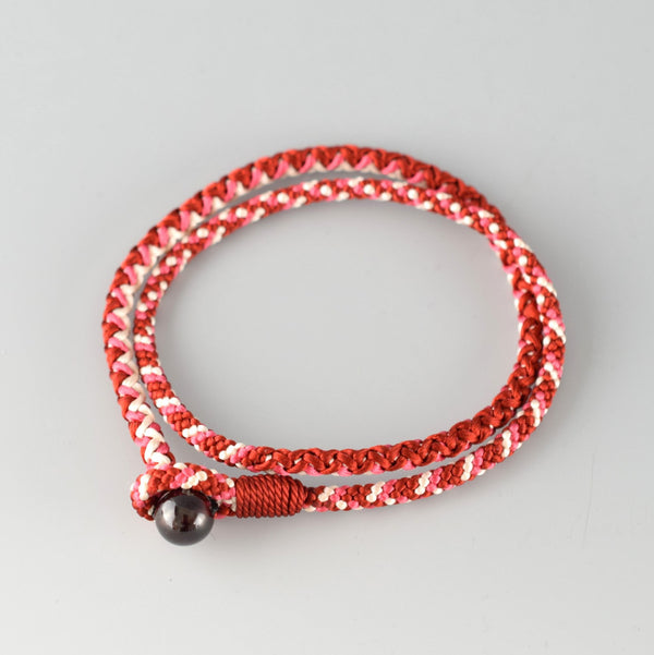 Tozaburo x Kyoto Asahiya kumihimo gemstone bracelet - Red