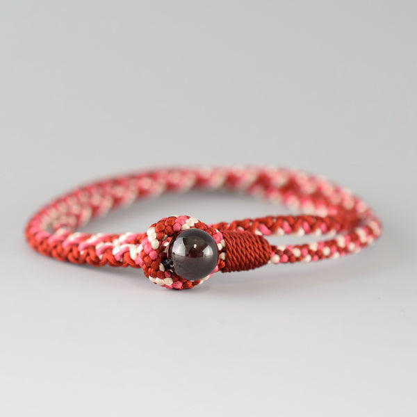 Tozaburo x Kyoto Asahiya kumihimo gemstone bracelet - Red