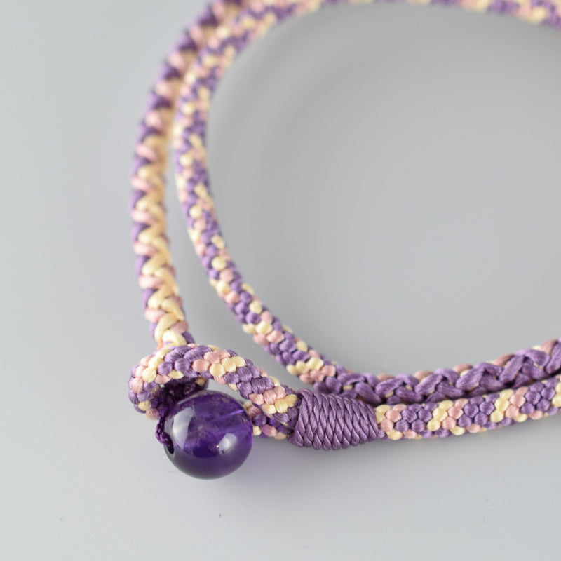 Tozaburo x Kyoto Asahiya kumihimo gemstone bracelet - Purple