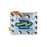 MYUUA Spam Musubi Embroidered Flat Pouch in Metallic Blue — main product view