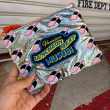 AMERICA Spam Musubi Flat Pouch — Metallic Blue — detail view 5