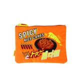 MYUUA Tteokbokki Embroidered Flat Pouch in Orange — main product view