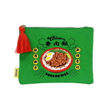 MYUUA Lu Rou Fan Embroidered Flat Pouch in Green — main product view