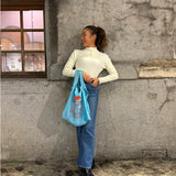 KOREA Market Tote Bag — Blue — detail view 7