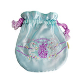 MYUUA Shirohebi White Snake Embroidered Drawstring Pouch in Blue — main product view