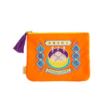 MYUUA Xiao Long Bao Embroidered Flat Pouch in Orange — main product view
