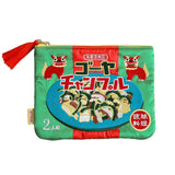 MYUUA Goya Champuru Embroidered Flat Pouch in Green — main product view