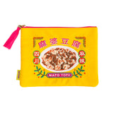 MYUUA Mapo Tofu Embroidered Flat Pouch in Yellow — main product view